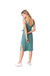 Vestido Midi Linen Verde Escuro