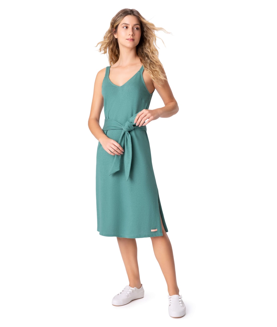 Vestido Midi Linen Verde Escuro
