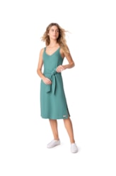 Vestido Midi Linen Verde Escuro