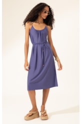Vestido Midi Liso Califórnia Decote u Old Purple
