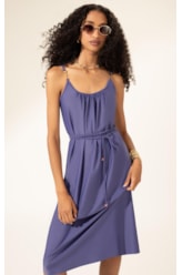 Vestido Midi Liso Califórnia Decote u Old Purple