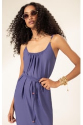 Vestido Midi Liso Califórnia Decote u Old Purple