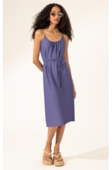 Vestido Midi Liso Califórnia Decote u Old Purple