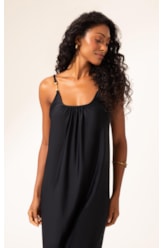 Vestido Midi Liso Califórnia Decote u Preto