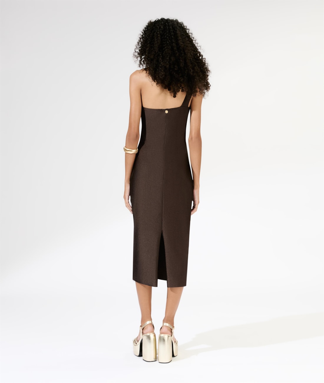 Vestido Midi Liso Sunset Ombro Só Cafe