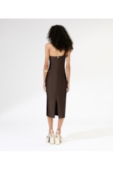 Vestido Midi Liso Sunset Ombro Só Cafe