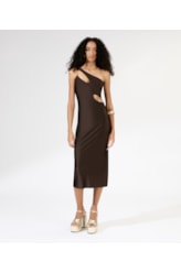 Vestido Midi Liso Sunset Ombro Só Cafe
