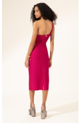 Vestido Midi Liso Sunset Ombro Só Pink
