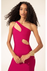 Vestido Midi Liso Sunset Ombro Só Pink