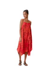 Vestido Midi Modal Print Vermelho