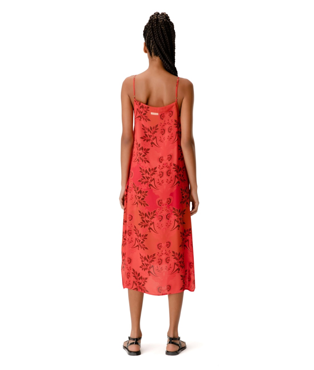 Vestido Midi Modal Print Vermelho