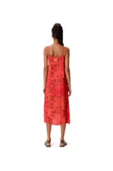 Vestido Midi Modal Print Vermelho