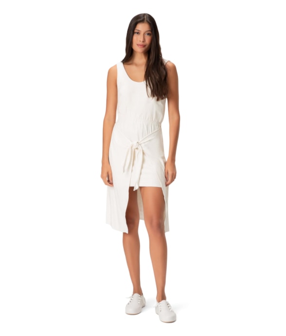 Vestido Midi Moletinho Linho Natural