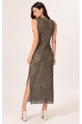 Vestido Midi Rendado Lux Grafite
