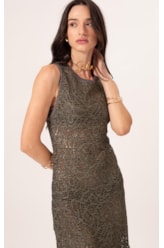 Vestido Midi Rendado Lux Grafite