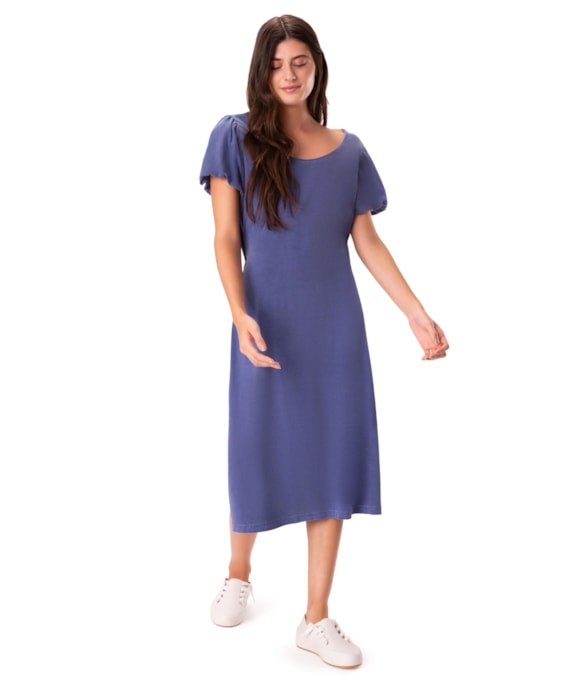 Vestido Midi Sensy Azul Bic