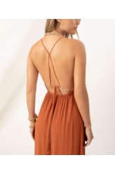 Vestido Midi Slub Texture Bridão Caramelo