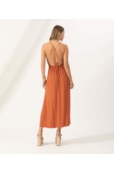 Vestido Midi Slub Texture Bridão Caramelo