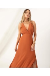 Vestido Midi Slub Texture Bridão Caramelo