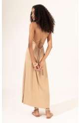 Vestido Midi Slub Texture Bridão Natural