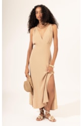 Vestido Midi Slub Texture Bridão Natural