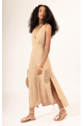 Vestido Midi Slub Texture Bridão Natural