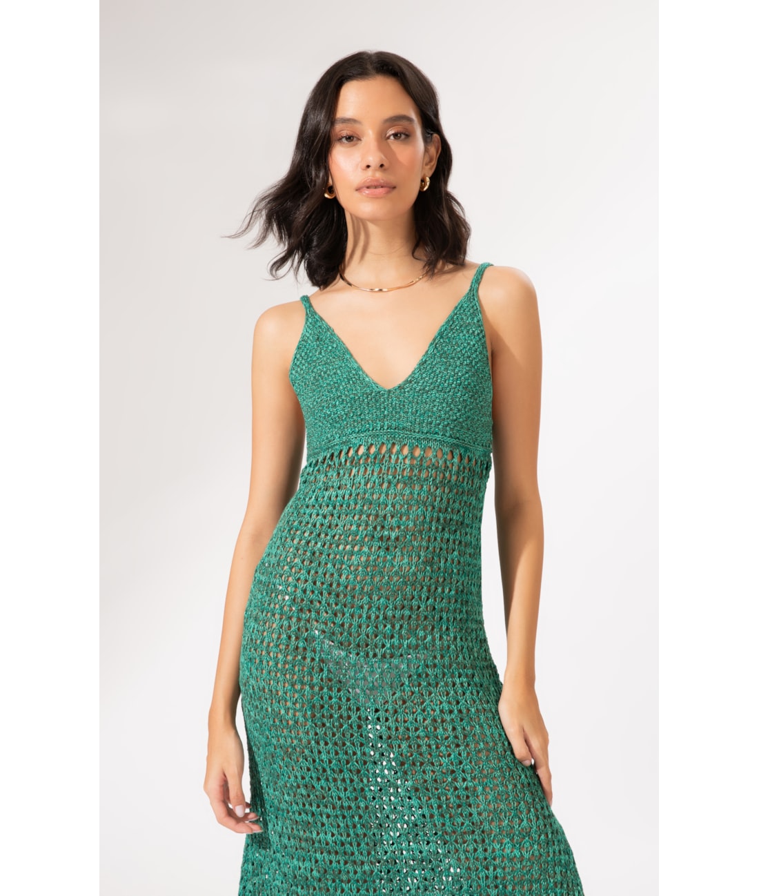 Vestido Midi Tricot Burano Verde Escuro