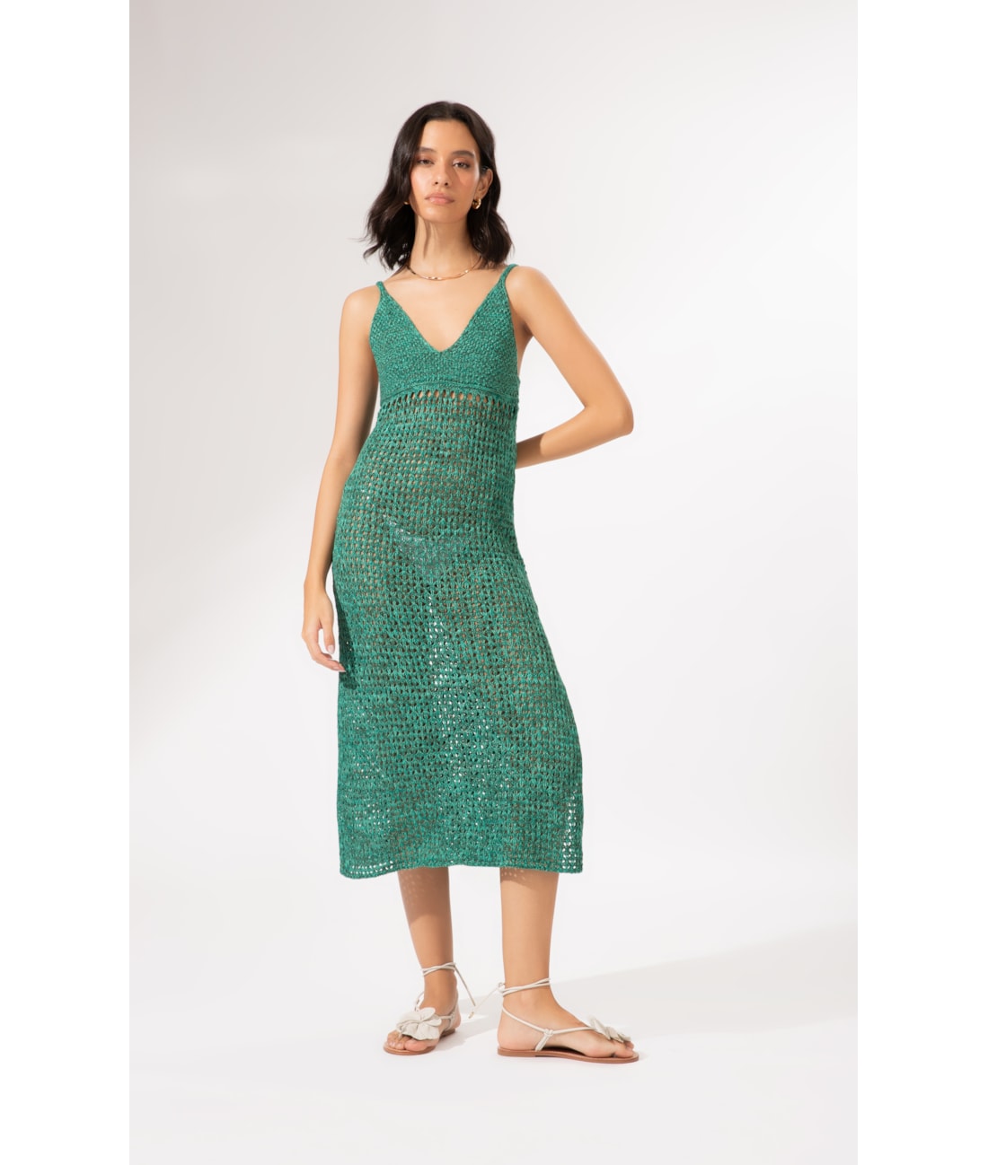 Vestido Midi Tricot Burano Verde Escuro