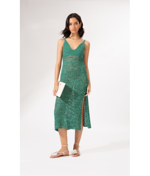 Vestido Midi Tricot Burano Verde Escuro