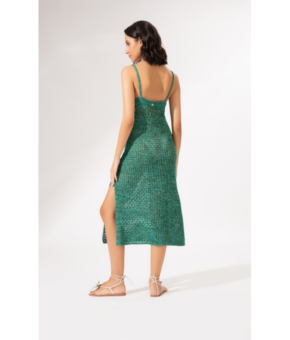 Vestido Midi Tricot Burano Verde Escuro