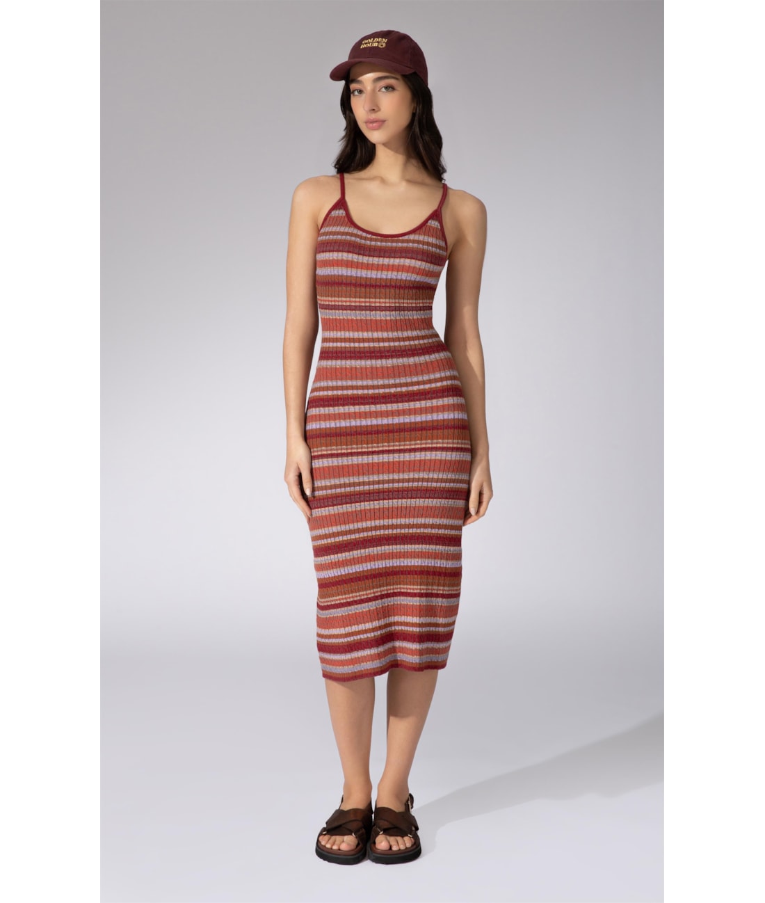 Vestido Midi Tricot Color Telha