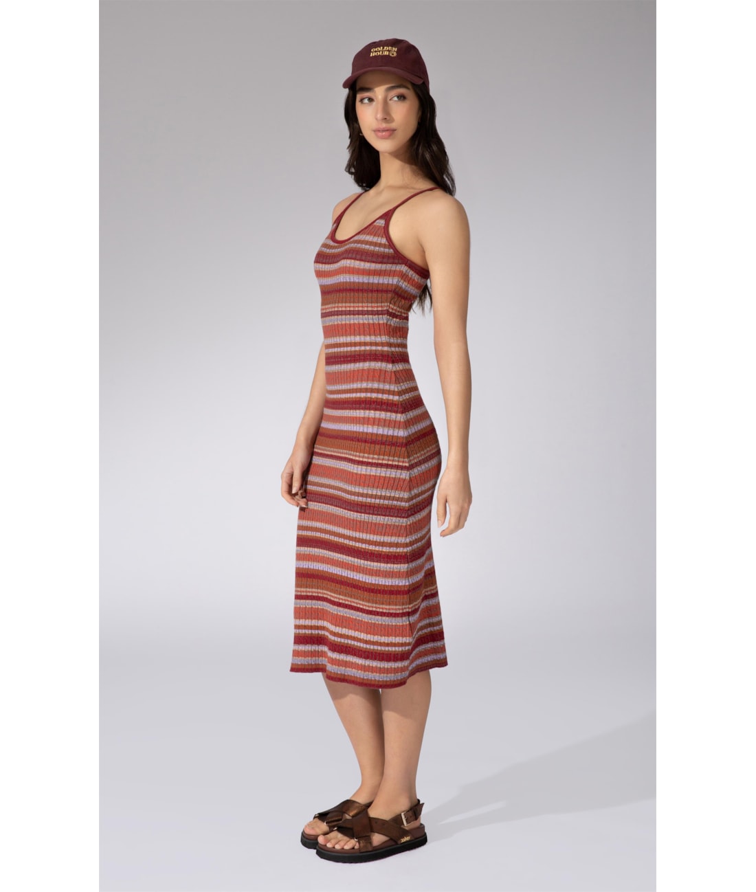 Vestido Midi Tricot Color Telha