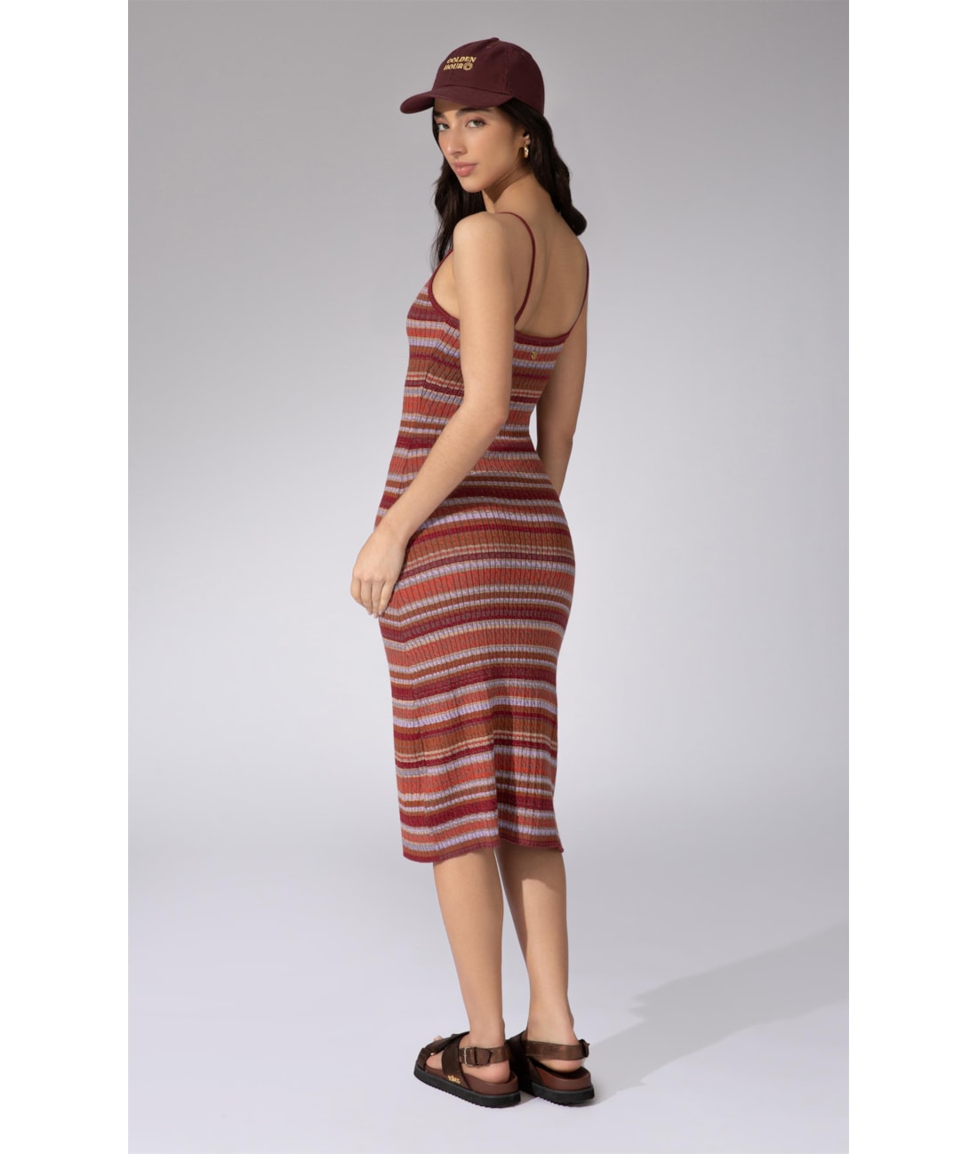 Vestido Midi Tricot Color Telha