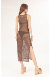 Vestido Midi Tricot Mesh Lurex Cafe