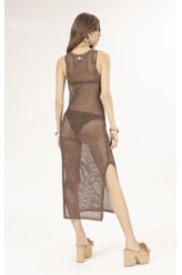 Vestido Midi Tricot Mesh Lurex Cafe