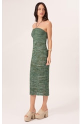 Vestido Midi Tricot Multi Color Verde