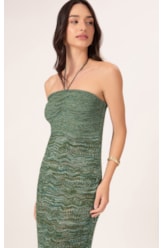 Vestido Midi Tricot Multi Color Verde