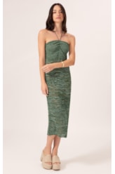 Vestido Midi Tricot Multi Color Verde