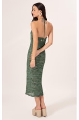 Vestido Midi Tricot Multi Color Verde