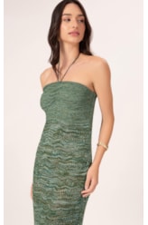 Vestido Midi Tricot Multi Color Verde
