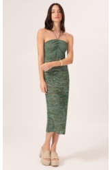 Vestido Midi Tricot Multi Color Verde