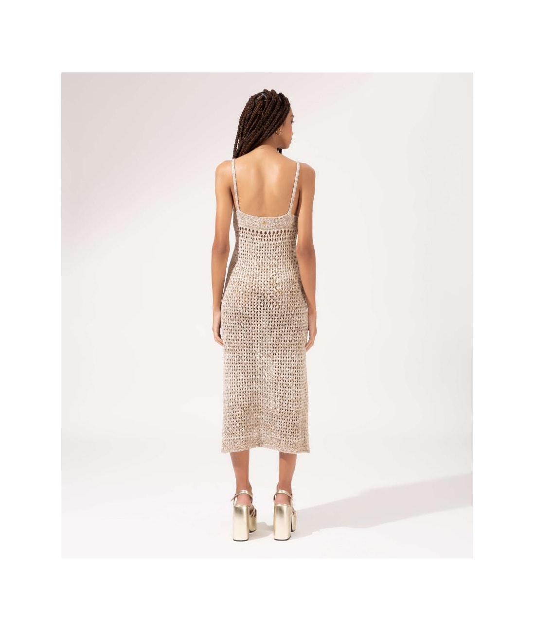 Vestido Midi Tricot Nature Areia