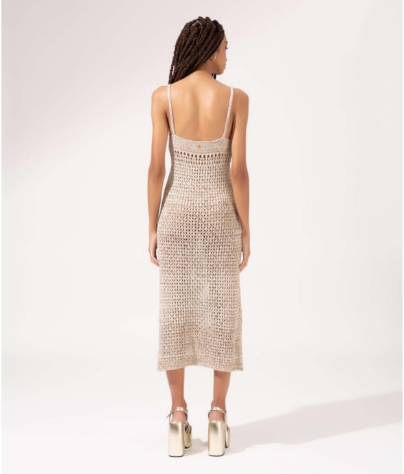 Vestido Midi Tricot Nature Areia