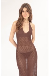 Vestido Midi Tricot Nice Marrom