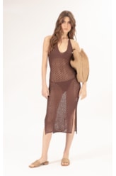 Vestido Midi Tricot Nice Marrom