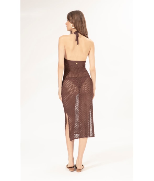 Vestido Midi Tricot Nice Marrom