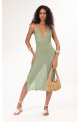 Vestido Midi Tricot Nice Verde Maca