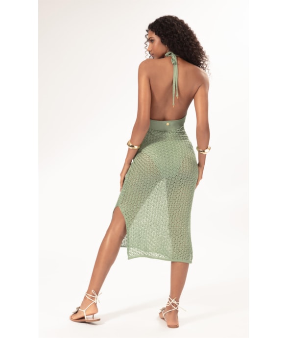Vestido Midi Tricot Nice Verde Maca