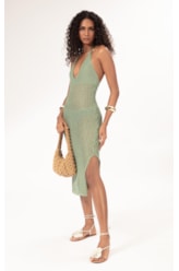 Vestido Midi Tricot Nice Verde Maca