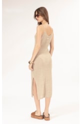 Vestido Midi Tricot Paete Natural